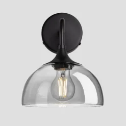 Chelsea Tinted Glass Dome Wall Light - 8 Inch - Smoke Grey -Industville Shop 8 Inch WallLight Glass Industville Lighting Dome BlackHolder Chelsea CH TGL DWL8 SG BKH