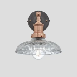 Brooklyn Glass Dome Wall Light - 8 Inch -Industville Shop 8 Inch WallLight Glass Industville Lighting Dome CopperHolder Brooklyn BR GLDWL8 CH