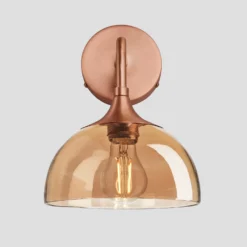 Chelsea Tinted Glass Dome Wall Light - 8 Inch - Amber -Industville Shop 8 Inch WallLight Glass Industville Lighting Dome CopperHolder Chelsea CH TGL DWL8 A CH