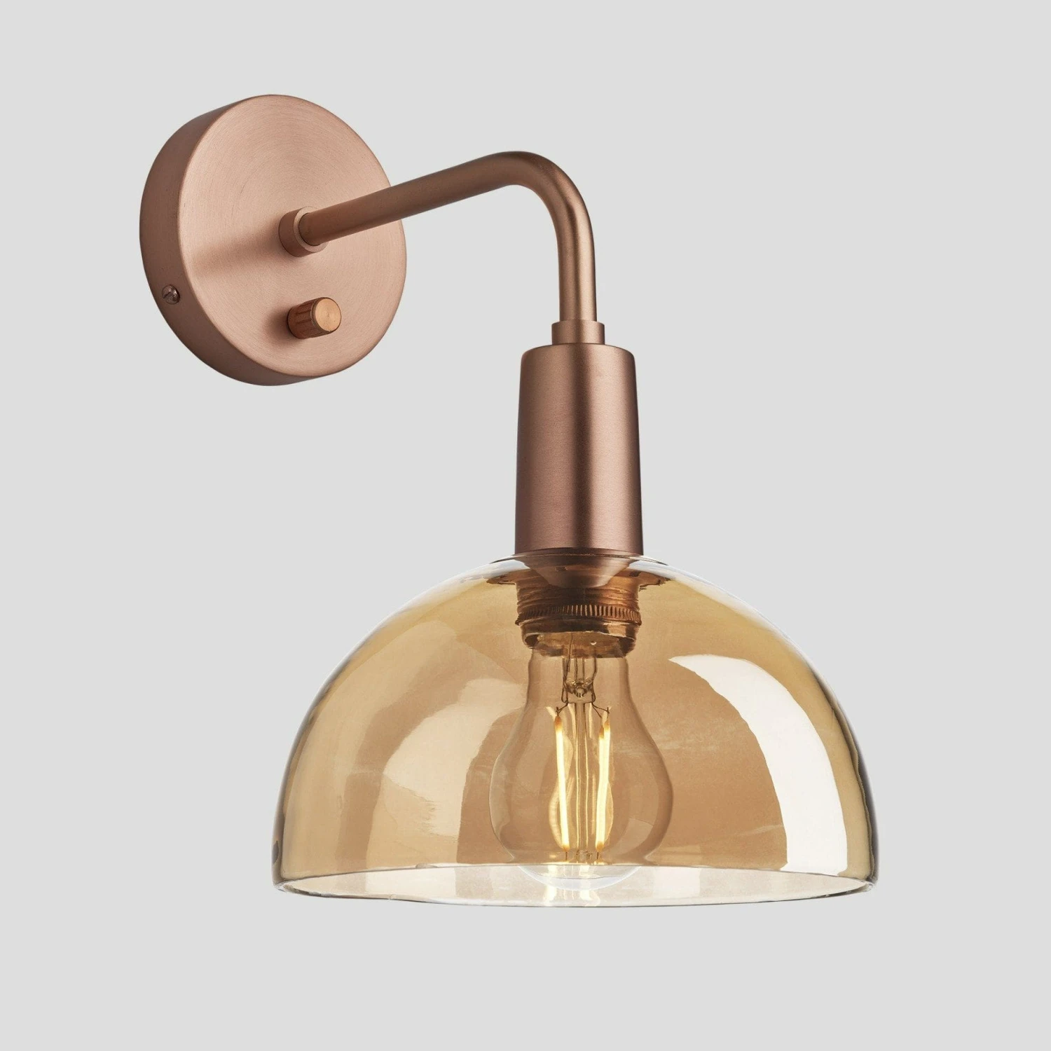 Sleek Tinted Glass Dome Wall Light - 8 Inch - Amber - Image 8