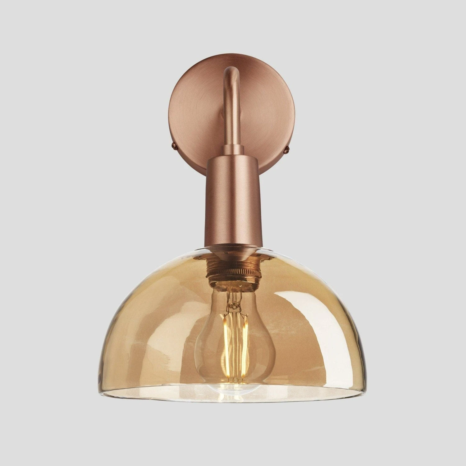 Sleek Tinted Glass Dome Wall Light - 8 Inch - Amber - Image 7