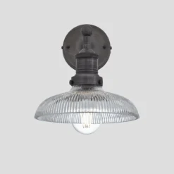 Brooklyn Glass Dome Wall Light - 8 Inch -Industville Shop 8 Inch WallLight Glass Industville Lighting Dome PewterHolder Brooklyn BR GLDWL8 PH