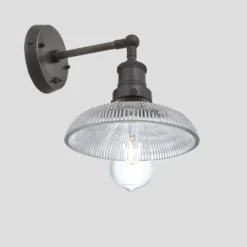 Brooklyn Glass Dome Wall Light - 8 Inch -Industville Shop 8 Inch WallLight Glass Industville Lighting Dome PewterHolder Brooklyn BR GLDWL8 PH Pear