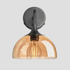 Chelsea Tinted Glass Dome Wall Light - 8 Inch - Amber -Industville Shop 8 Inch WallLight Glass Industville Lighting Dome PewterHolder Chelsea CH TGL DWL8 A PH
