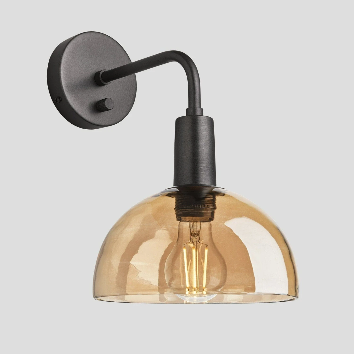 Sleek Tinted Glass Dome Wall Light - 8 Inch - Amber - Image 6