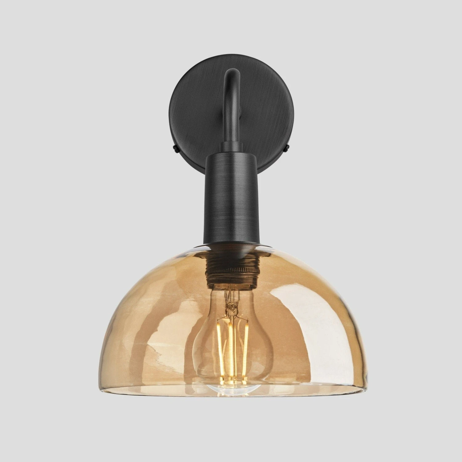 Sleek Tinted Glass Dome Wall Light - 8 Inch - Amber - Image 5