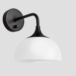 Chelsea Opal Glass Dome Wall Light - 8 Inch 20 Chelsea Opal Glass Dome Wall Light - 8 Inch -Industville Shop 8 Inch WallLight OpalGlass Industville Lighting Dome BlackHolder Chlesea CH OGL DWL8 W BKH