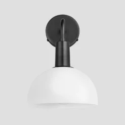 Sleek Opal Glass Dome Wall Light - 8 Inch -Industville Shop 8 Inch WallLight OpalGlass Industville Lighting Dome PewterHolder Sleek SL OGL DWL8 W PH