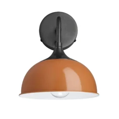 Chelsea Dome Wall Light - 8 Inch - Orange -Industville Shop 8 Inch WallLight Orange Industville Lighting Dome PewterHolder Chelsea CH DWL8 OR PH front