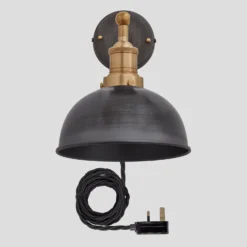 Brooklyn Dome Wall Light - 8 Inch - Pewter - With Plug
