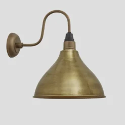 Swan Neck Cone Wall Light - 12 Inch - Brass