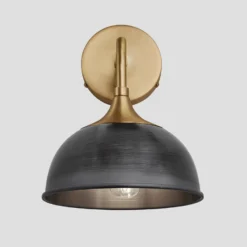 Chelsea Dome Wall Light - 8 Inch - Pewter -Industville Shop 8 Inch WallLight Pewter Industville Lighting Dome BrassHolder Chelsea CH DWL8 P BH