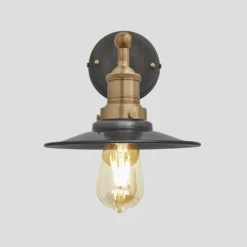Brooklyn Flat Wall Light - 8 Inch - Pewter 13 Brooklyn Flat Wall Light - 8 Inch - Pewter -Industville Shop 8 Inch WallLight Pewter Industville Lighting Flat BrassHolder Brooklyn BR FWL8 P BH