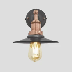 Brooklyn Flat Wall Light - 8 Inch - Pewter 15 Brooklyn Flat Wall Light - 8 Inch - Pewter -Industville Shop 8 Inch WallLight Pewter Industville Lighting Flat CopperHolder Brooklyn BR FWL8 P CH