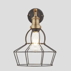 Brooklyn Wire Cage Wall Light - 8 Inch - Pewter - Rose -Industville Shop 8 Inch WallLight Pewter Industville Lighting Rose BrassHolder Brooklyn BR WCWL8 P RS BH SO