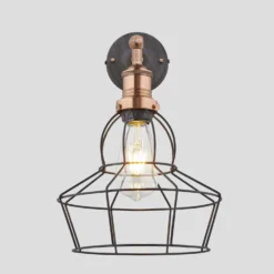 Brooklyn Wire Cage Wall Light - 8 Inch - Pewter - Rose