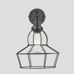 Brooklyn Wire Cage Wall Light - 8 Inch - Pewter - Rose -Industville Shop 8 Inch WallLight Pewter Industville Lighting Rose PewterHolder Brooklyn BR WCWL8 P RS PH SO