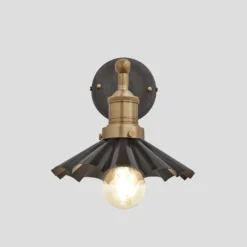 Brooklyn Umbrella Wall Light - 8 Inch - Pewter -Industville Shop 8 Inch WallLight Pewter Industville Lighting Umbrella BrassHolder Brooklyn BR UWL8 P BH lid