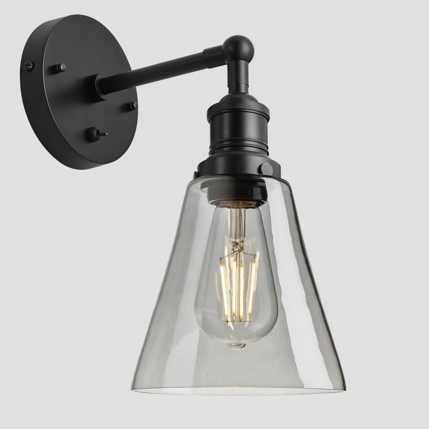Brooklyn Tinted Glass Flask Wall Light - 6 Inch - Smoke Grey - Image 4