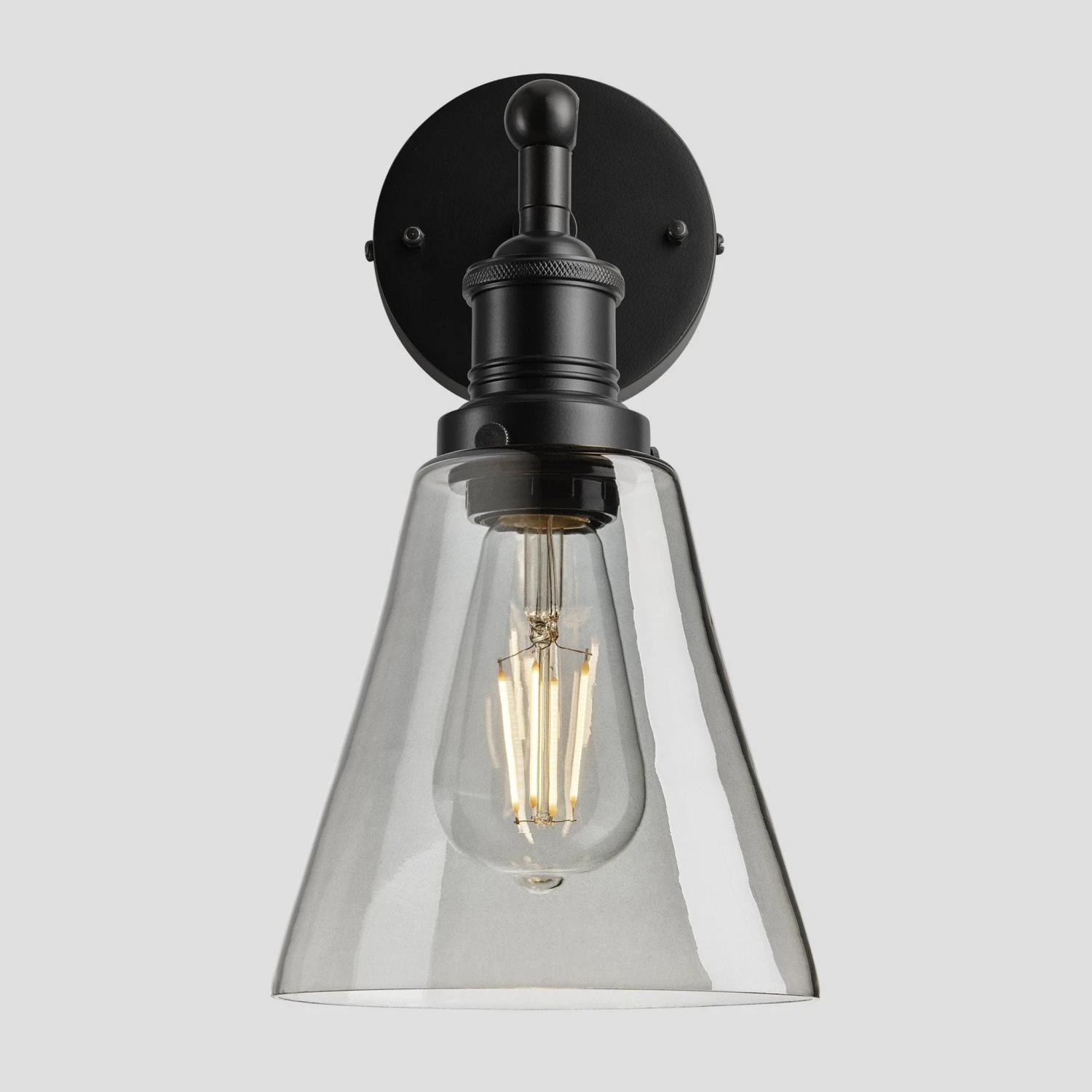 Brooklyn Tinted Glass Flask Wall Light - 6 Inch - Smoke Grey - Image 3