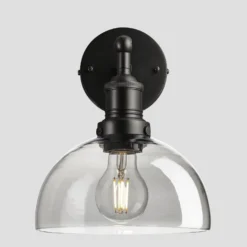 Brooklyn Tinted Glass Dome Wall Light - 8 Inch - Smoke Grey