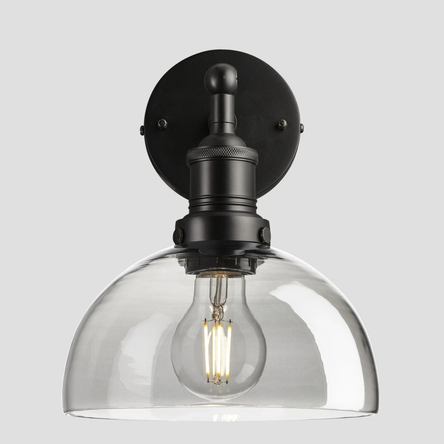 Brooklyn Tinted Glass Dome Wall Light - 8 Inch - Smoke Grey 1 Brooklyn Tinted Glass Dome Wall Light - 8 Inch - Smoke Grey