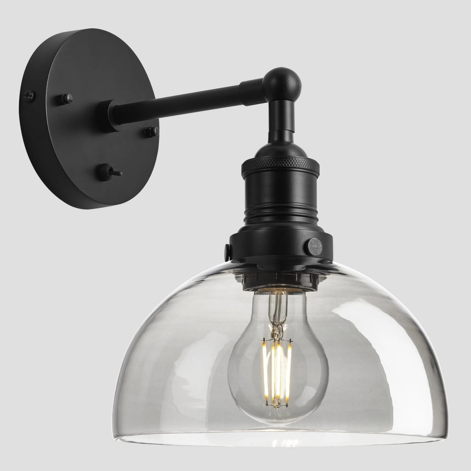 Brooklyn Tinted Glass Dome Wall Light - 8 Inch - Smoke Grey 2 Brooklyn Tinted Glass Dome Wall Light - 8 Inch - Smoke Grey - Image 2
