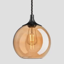 Chelsea Tinted Glass Globe Pendant Light - 9 Inch - Amber