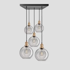 Industville Shop -Industville Shop 9 Inch Pendant Glass Industville Lighting Globe BrassHolder Brooklyn BR TGL GL9 5WSQCL SG BH