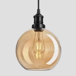 Brooklyn Tinted Glass Globe Pendant - 9 Inch - Amber