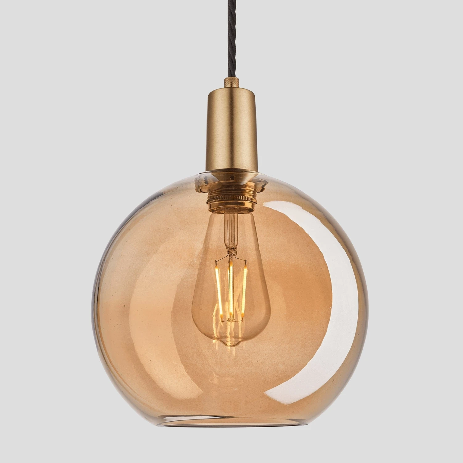 Sleek Tinted Glass Globe Pendant - 9 Inch - Amber 1 Sleek Tinted Glass Globe Pendant - 9 Inch - Amber