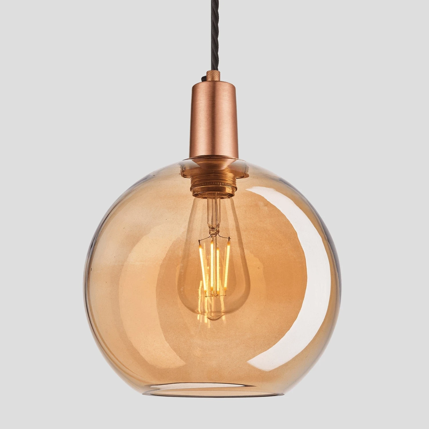 Sleek Tinted Glass Globe Pendant - 9 Inch - Amber 3 Sleek Tinted Glass Globe Pendant - 9 Inch - Amber - Image 3