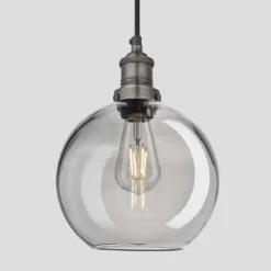 Brooklyn Tinted Glass Globe Pendant - 9 Inch - Smoke Grey