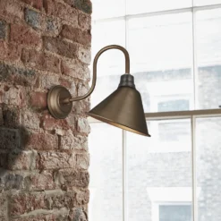 Swan Neck Cone Wall Light - 8 Inch - Brass -Industville Shop Angledretrobarn Brass 1