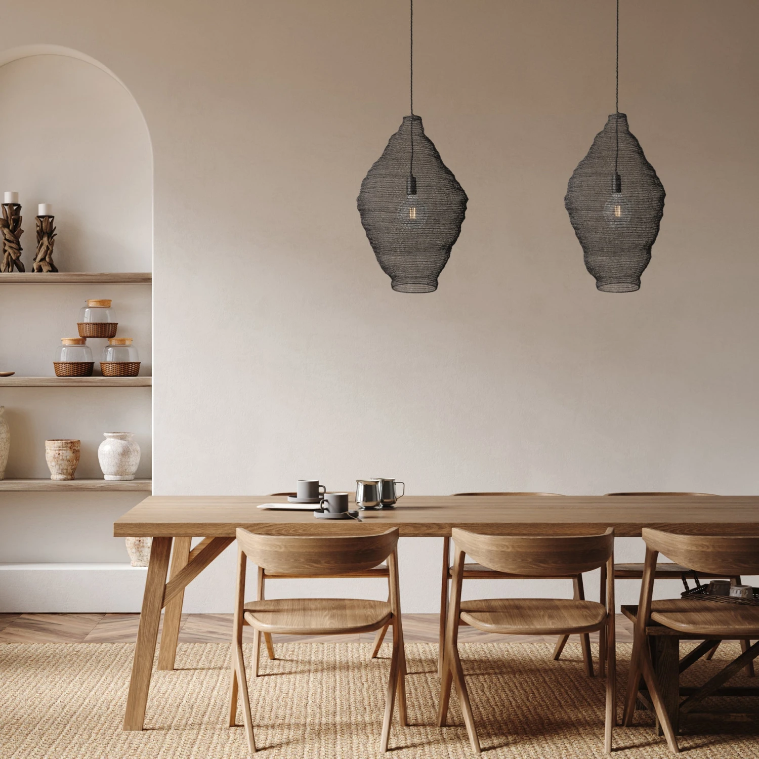 Beehive Wire Cage Metal Mesh Pendant Light - Diamond - Pewter 2 Beehive Wire Cage Metal Mesh Pendant Light - Diamond - Pewter - Image 2