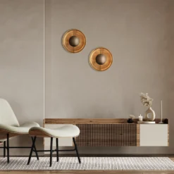 Boston Round Metal Diffuser Wall Light Flush Mount - 13 Inch - Brass -Industville Shop BO MD WLFM13 B INDUSTVILLE B2C LIVING ROOM LIFESTYLE