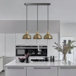 Brooklyn Dome 3 Wire Cluster Lights - 8 Inch - Brass 14 Brooklyn Dome 3 Wire Cluster Lights - 8 Inch - Brass -Industville Shop BR D8 3WOCL B BH In Situ Grid13