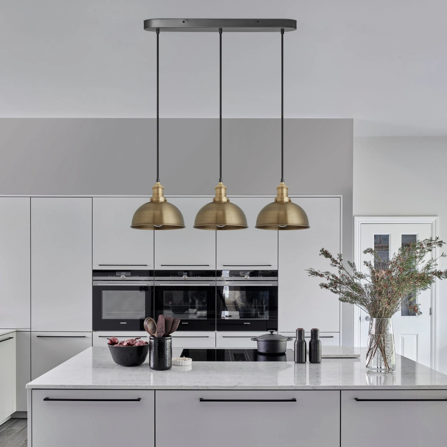 Brooklyn Dome 3 Wire Cluster Lights - 8 Inch - Brass 5 Brooklyn Dome 3 Wire Cluster Lights - 8 Inch - Brass - Image 5