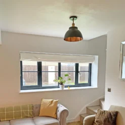 Brooklyn Dome Flush Mount - 13 Inch - Pewter & Copper -Industville Shop BR DFM13 CP CH LR INDUSTVILLE B2C LIVING ROOM SOFA cscotswoldproperties