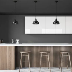 Brooklyn Dome Pendant - 8 Inch - Black 8 Brooklyn Dome Pendant - 8 Inch - Black -Industville Shop BR DP8 BK BKHINDUSTVILLEB2CKITCHENADOBESTOCK