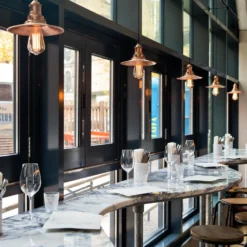 Brooklyn Flat Pendant - 8 Inch - Copper 10 Brooklyn Flat Pendant - 8 Inch - Copper -Industville Shop BR FP8 BR DP13 MIX HR Industville COMMERCIAL BAR BarDouro10 HR 2 1