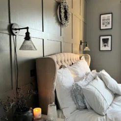 Brooklyn Glass Funnel Wall Light - 7 Inch - With Plug -Industville Shop BR GLFWL7 PH FLWP INDUSTVILLE B2C BEDROOM GREY real.family.home 18 1