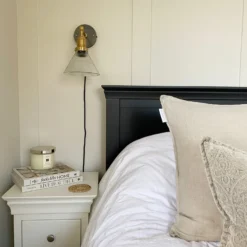 Brooklyn Glass Funnel Wall Light - 7 Inch - With Plug -Industville Shop BR GLFWL7 PH FLWP INDUSTVILLE B2C BEDROOM lifeatdallasstatic 1