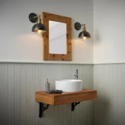 Brooklyn Outdoor & Bathroom Dome Wall Light - 8 Inch - Pewter & Brass 16 Brooklyn Outdoor & Bathroom Dome Wall Light - 8 Inch - Pewter & Brass -Industville Shop BR IP65 DWL8 BP BH Industville RESIDENTIAL BATHROOM AndyHaslamPhotography 4