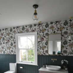 Brooklyn Outdoor & Bathroom Globe Flush Mount - Brass -Industville Shop BR IP65 FM BH GLGHRB2BINDUSTVILLEBATHROOMflowerwallpaperpinkmodernretro thecheshirebathroomcompany0961