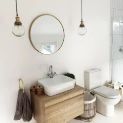 Urban Round Wall Mirror - 24 Inch - Brass Frame -Industville Shop BR IP65 P BH BR GLG INDUSTVILLE B2C BATHROOM thefamilyfarmhouse