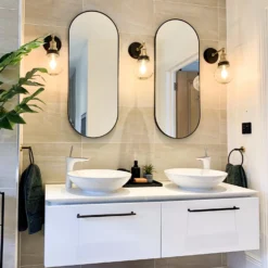 Brooklyn Outdoor & Bathroom Globe Wall Light - Brass -Industville Shop BR IP65 WL BH PR GLG LR INDUSTVILLE B2C BATHROOM SINK MIRROR PLANT tacklethechaos 1