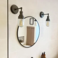 Urban Round Wall Mirror - 24 Inch - Pewter Frame -Industville Shop BR IP65 WL PH PR INDUSTVILLE B2C BATHROOM Bungalow reno39 2