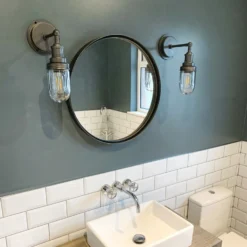 Brooklyn Outdoor & Bathroom Wall Light - Pewter -Industville Shop BR IP65 WL PHB2CLRINDUSTVILLEBATHROOMMIRRORSINKTOILETWOODENTABLEWHITETILESGREYWALL sunshineatno.9