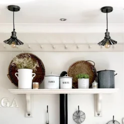 Brooklyn Umbrella Pendant - 8 Inch - Pewter 10 Brooklyn Umbrella Pendant - 8 Inch - Pewter -Industville Shop BR UP Industville KITCHEN RESIDENTIAL simplyhouseandhome 1